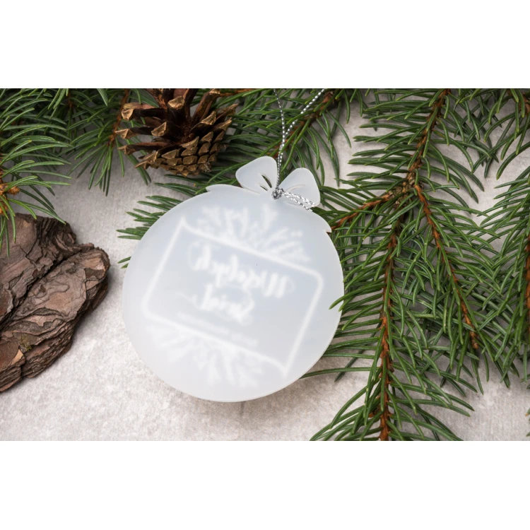 Bombki choinkowe z plexi frost - wym. 71x82mm - dowolny nadruk - BDR035