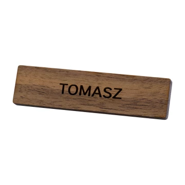 Identyfikator drewniany - orzech amerykański premium - wym: 57x15mm - ID142