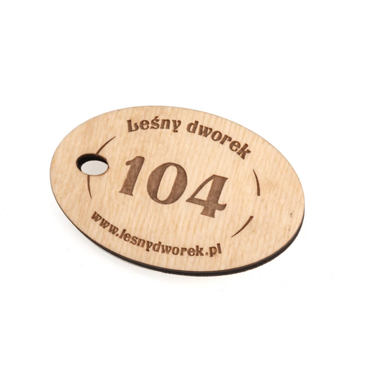 Brelok drewniany Owal 2 - kolor naturalny - wym. 80x50mm - BD085