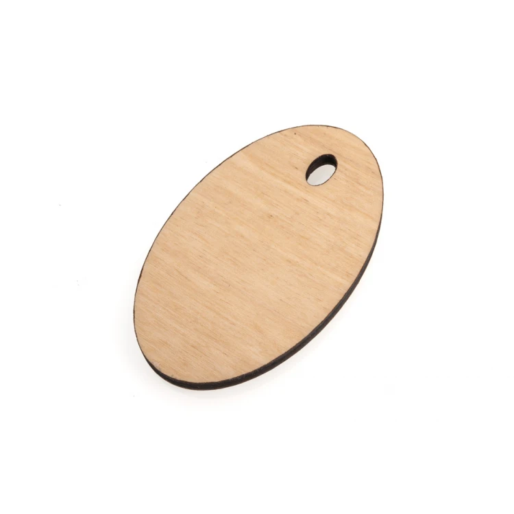 Brelok drewniany Owal 2 - kolor naturalny - wym. 80x50mm - BD085