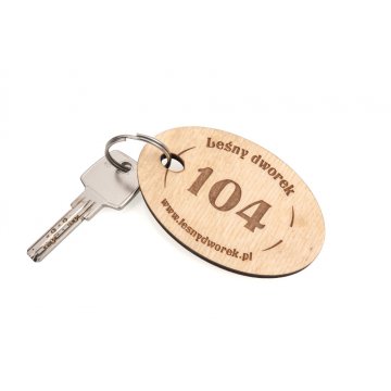 Brelok drewniany Owal 2 - kolor naturalny - wym. 80x50mm - BD085