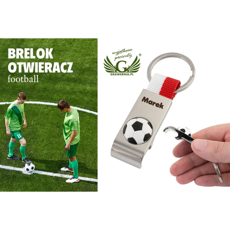 BRELOK OTWIERACZ Football - z dowolnym grawerem - BP170
