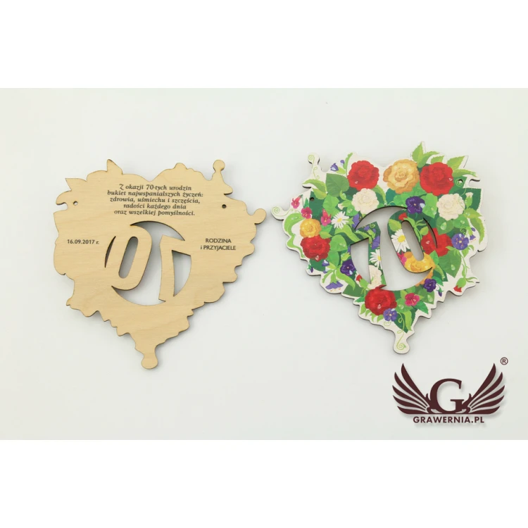Medal w kształcie bukietu jubileuszowego - kolorowy druk UV - MGR016