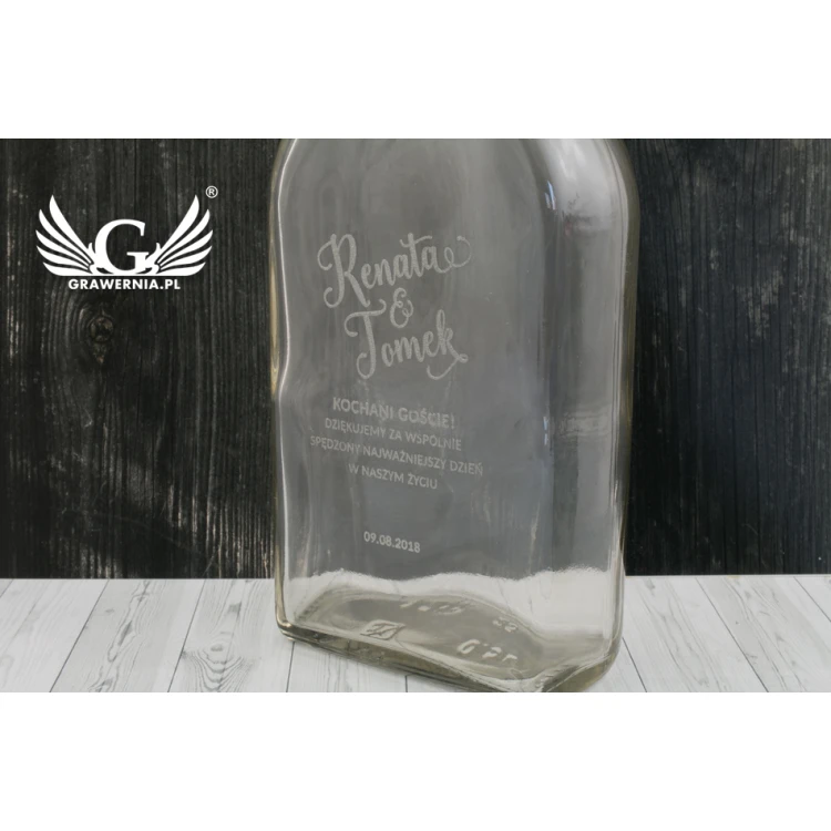Butelka weselna na alkohol - grawerowana laserem - pojemność 500ml - BUT005