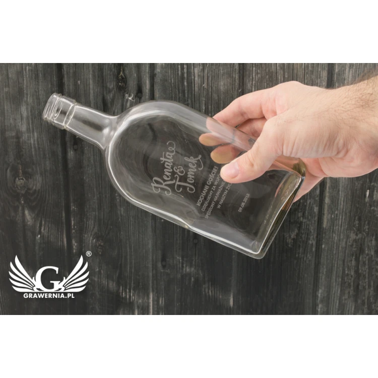 Butelka weselna na alkohol - grawerowana laserem - pojemność 500ml - BUT005