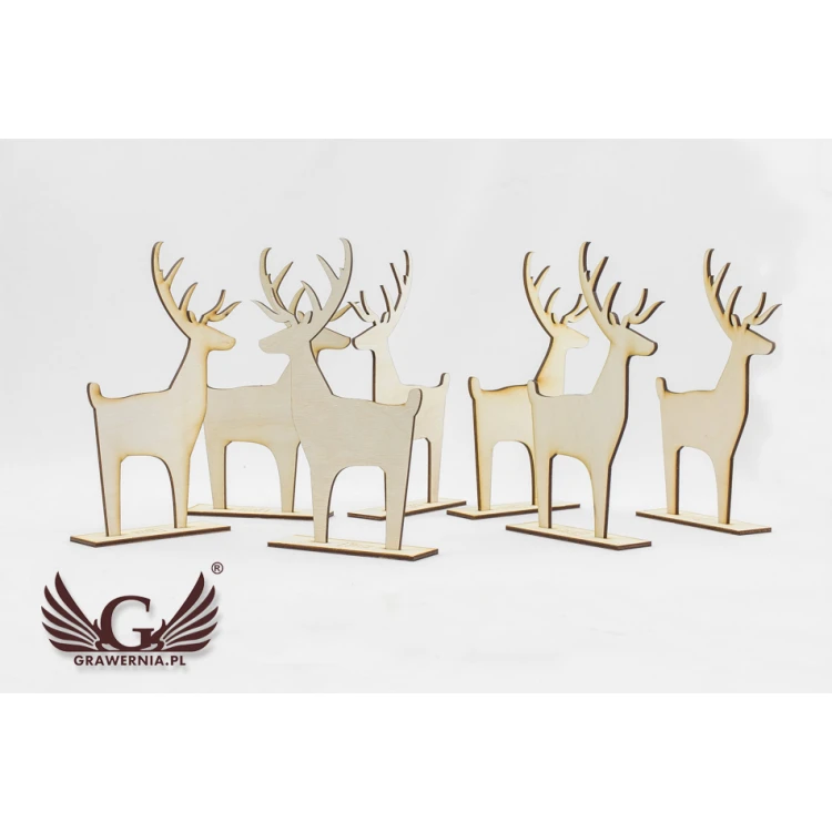 Drewniany renifer z dowolnym grawerem - wys. 18cm - DEK008
