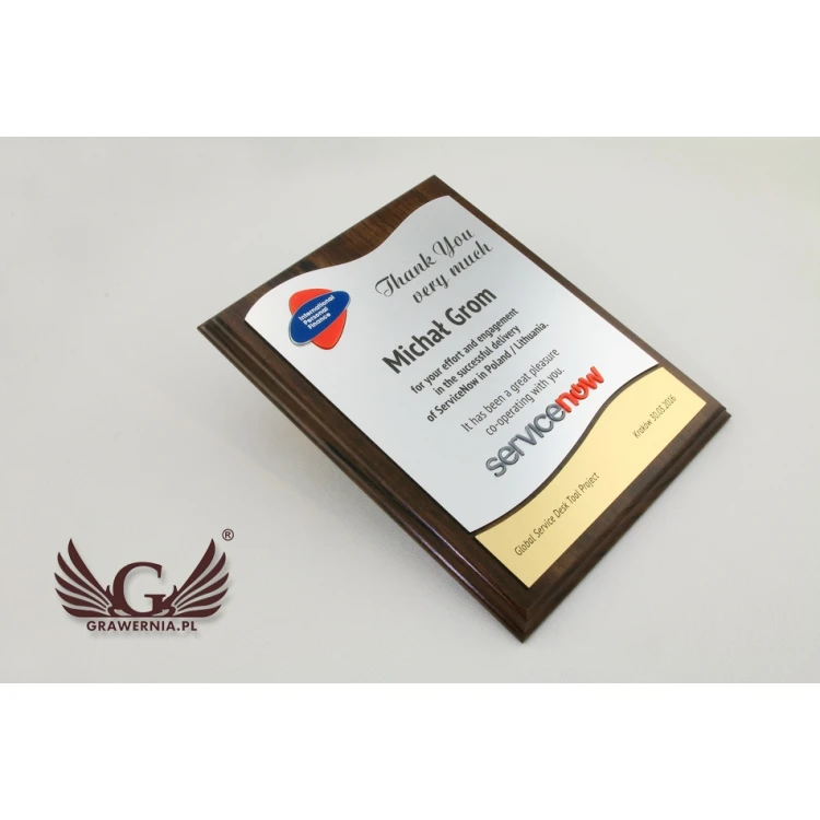 DYPLOM Z AKRYLOWYM LOGOTYPEM - WYCINANY LASEREM - SL048