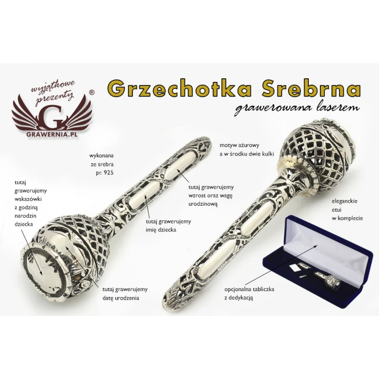 GRZECHOTKA - SREBRO - Pamiątka Chrztu Świętego - wzór SRB014