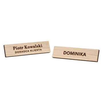 Identyfikator drewniany - drewno klonowe premium - wym: 57x15mm - ID144