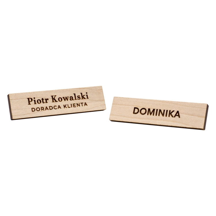 Identyfikator drewniany - drewno klonowe premium - wym: 57x15mm - ID144