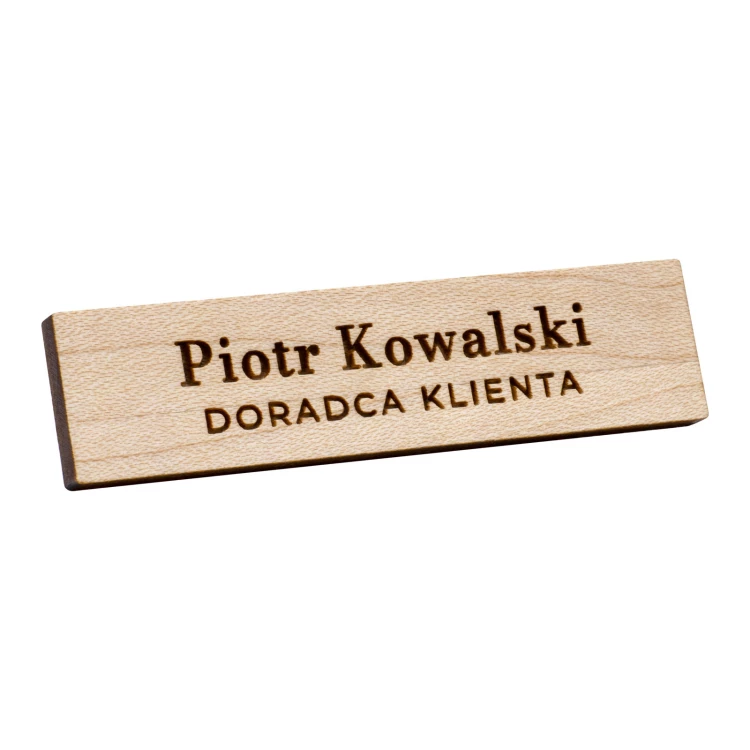 Identyfikator drewniany - drewno klonowe premium - wym: 57x15mm - ID144