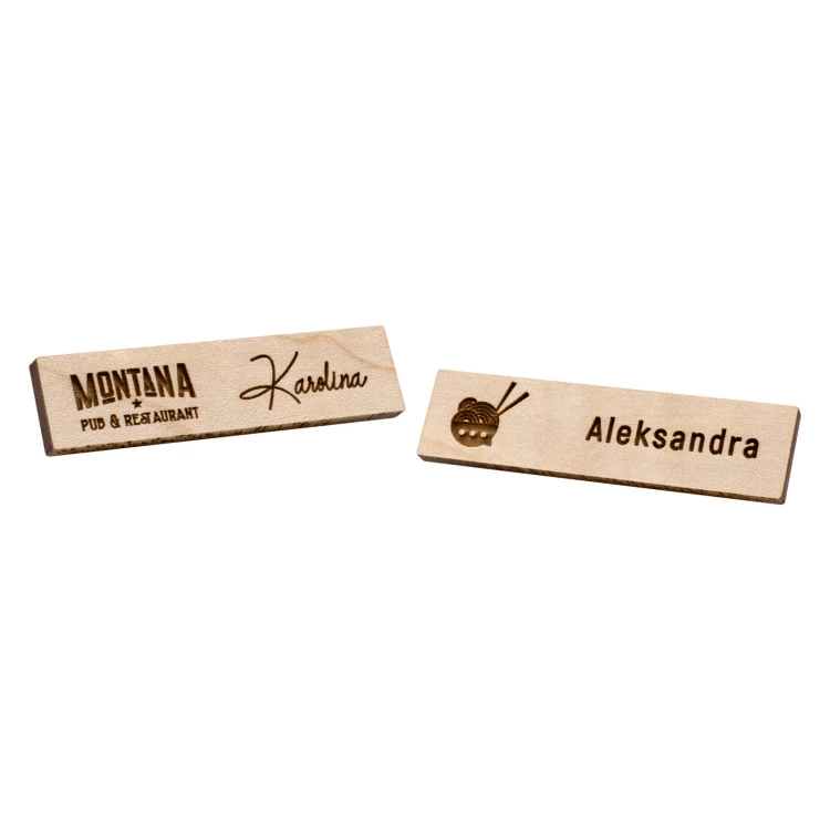 Identyfikator drewniany - drewno klonowe premium - wym: 57x15mm - ID144