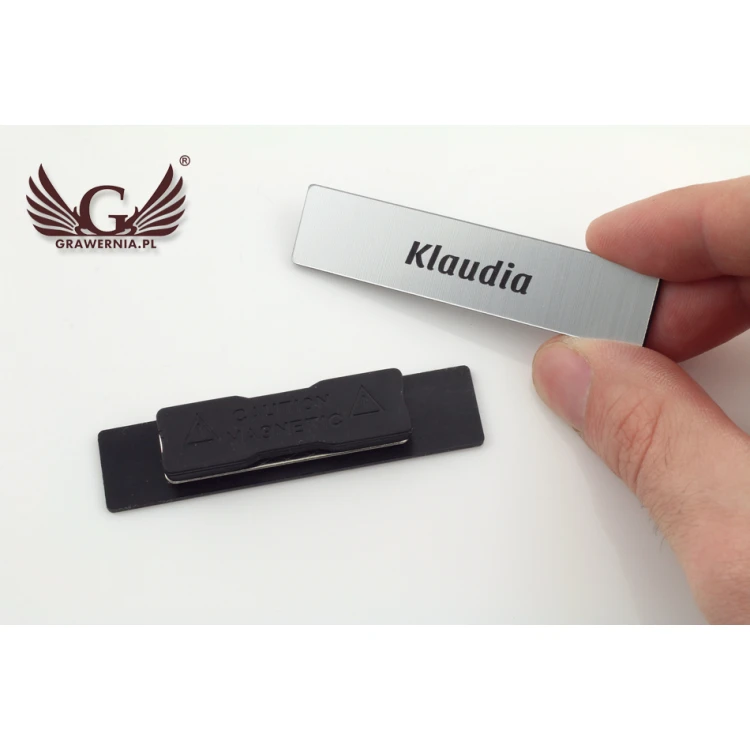 Identyfikator - slim kolor złoty lub srebrny - 70x15mm - ID054