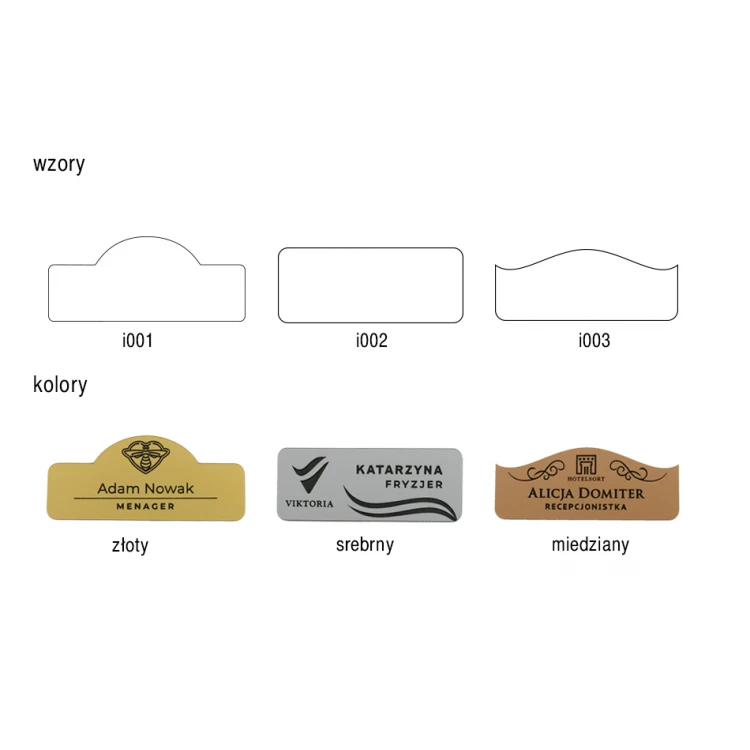 Identyfikator dla pracownika - ELEGANT SREBRNY, ZŁOTY, CZARNY, MIEDZIANY MAT EXTERIOR - ID013