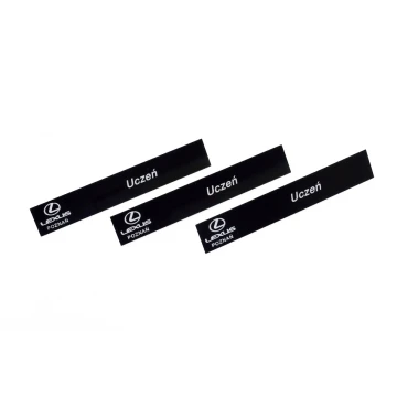 Identyfikator dla pracownika - czarny z białym grawerem - 72x12mm - ID031