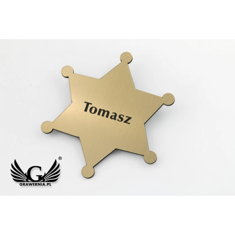 Identyfikator Gwiazda Szeryfa 2 - wym.  80x90mm - ID064