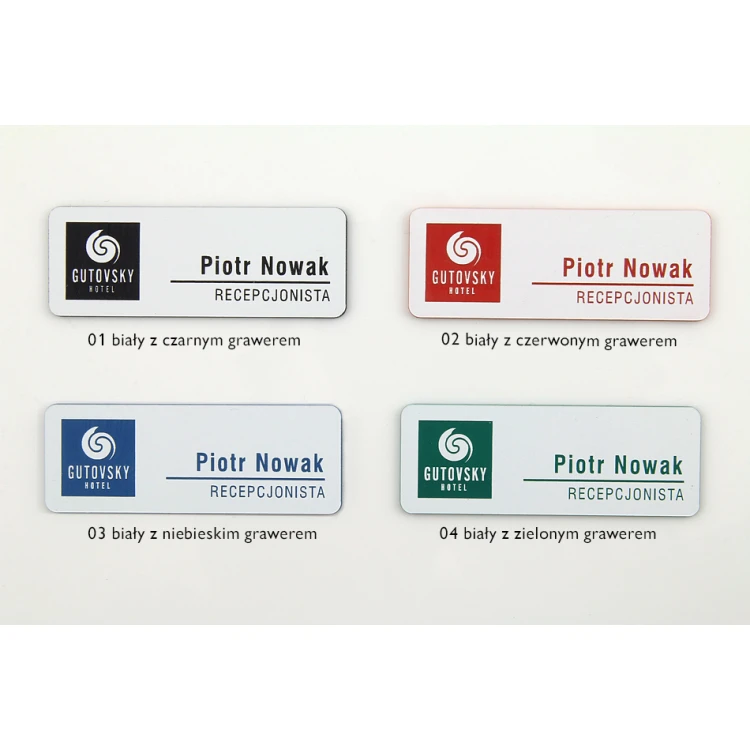 Identyfikator - medium biały z grawerem - ID049