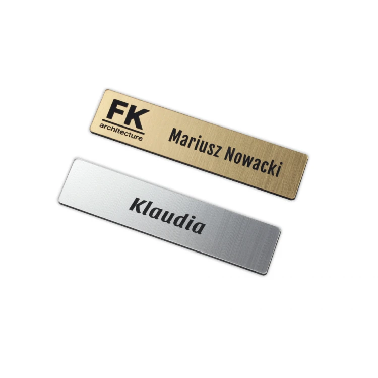 Identyfikator - slim kolor złoty lub srebrny - 70x15mm - ID054