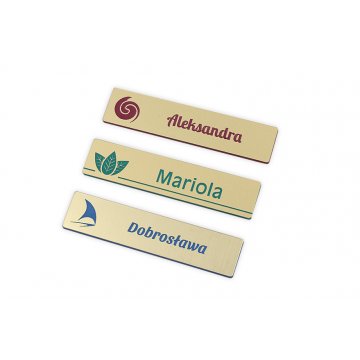 Identyfikator - slim kolor złoty z grawerem - 70x15mm - ID050