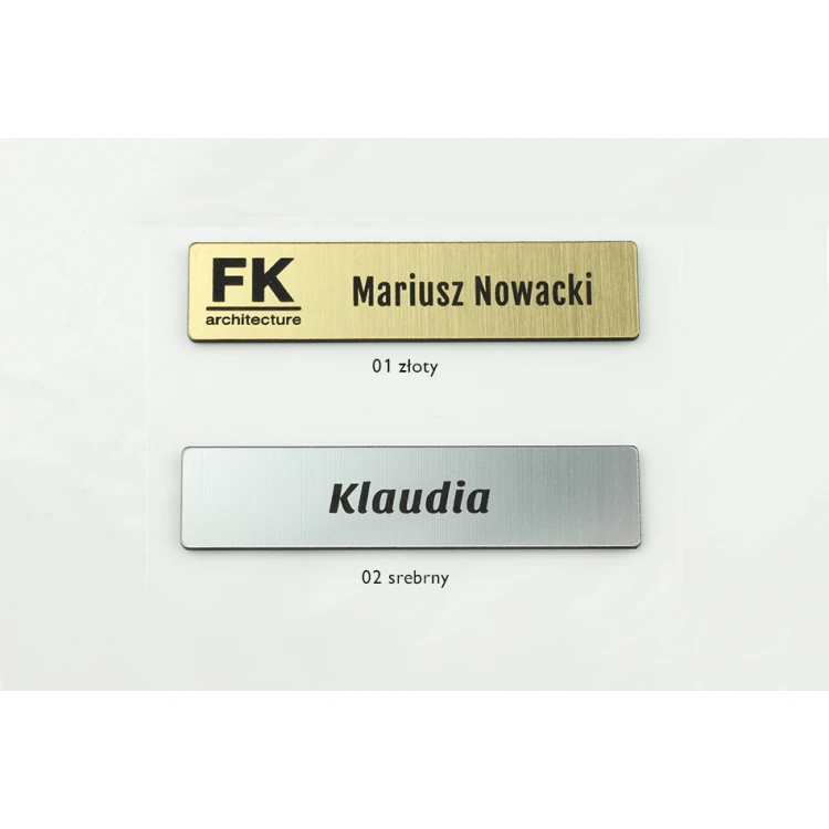 Identyfikator - slim kolor złoty lub srebrny - 70x15mm - ID054