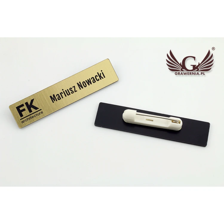 Identyfikator - slim kolor złoty lub srebrny - 70x15mm - ID054