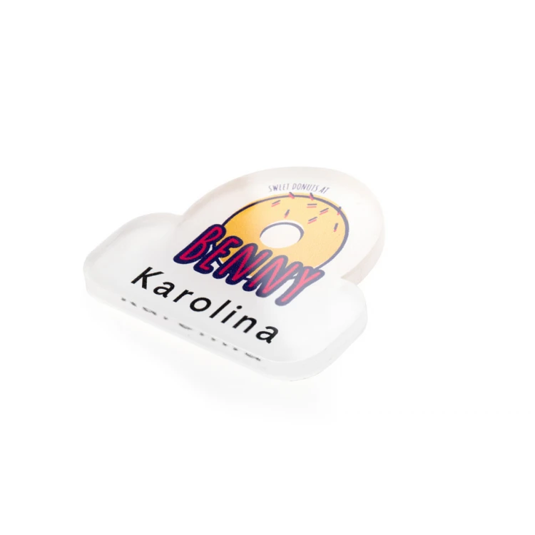 Identyfikator w kształcie Twojego logotypu - plexi z nadrukiem UV - ID113
