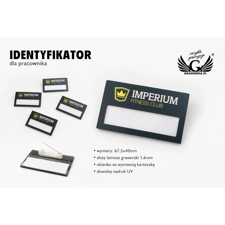 Identyfikator z okienkiem - kolorowy druk UV - ID066