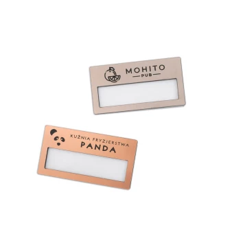 Identyfikator z okienkiem - miedziany lub caffe latte - M - wym. 67x35mm - ID074