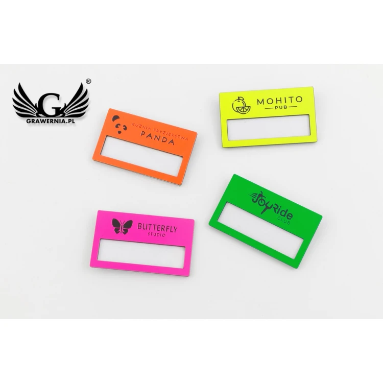 Identyfikator z okienkiem - neon - B - wym. 67x40mm - ID081