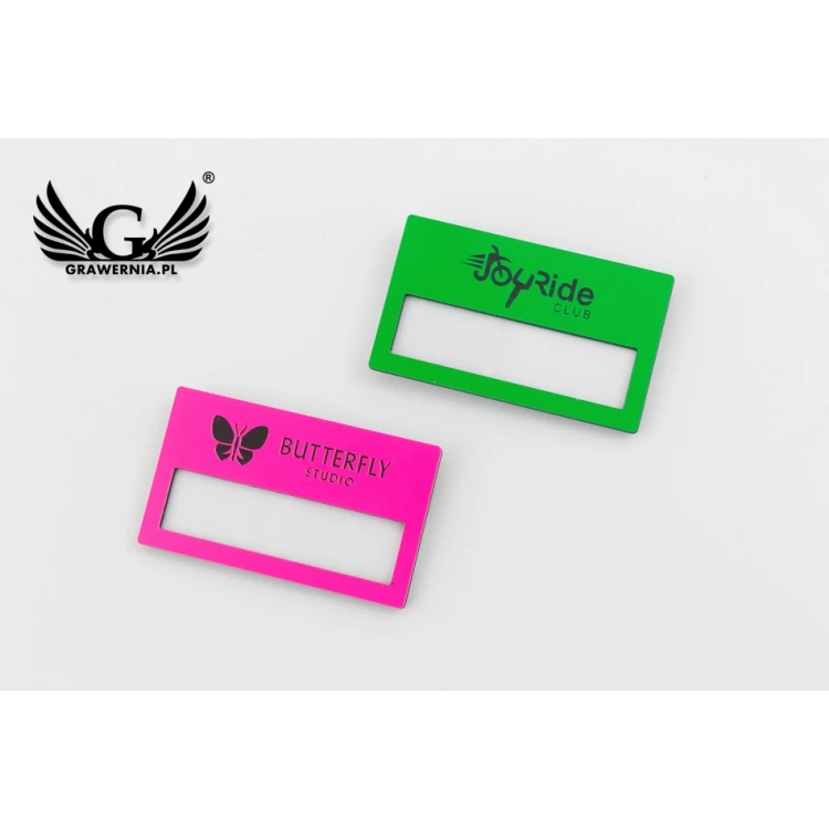 Identyfikator z okienkiem - neon - B - wym. 67x40mm - ID081