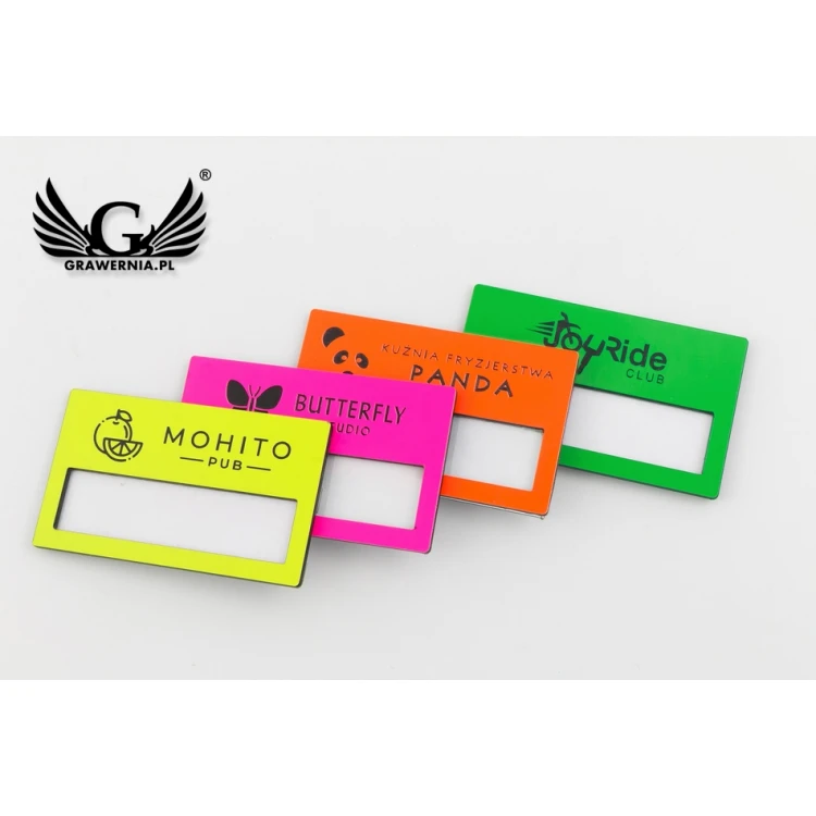 Identyfikator z okienkiem - neon - B - wym. 67x40mm - ID081