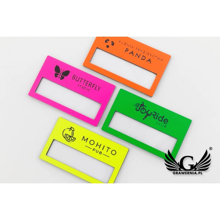 Identyfikator z okienkiem - neon - B - wym. 67x40mm - ID081