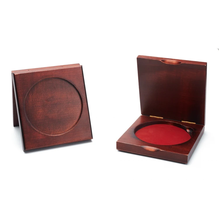 Kasetka etui drewniane z dwoma gniazdami na medal o średnicy 80mm - KAS12
