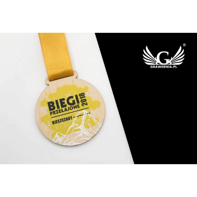 Medal drewniany druk UV - Splash - średnica: 70mm - MGR054