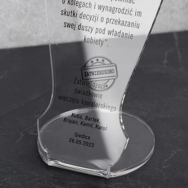 Pamiątka wieczoru kawalerskiego - Muszka - model DTA084 - wysokość 22 cm