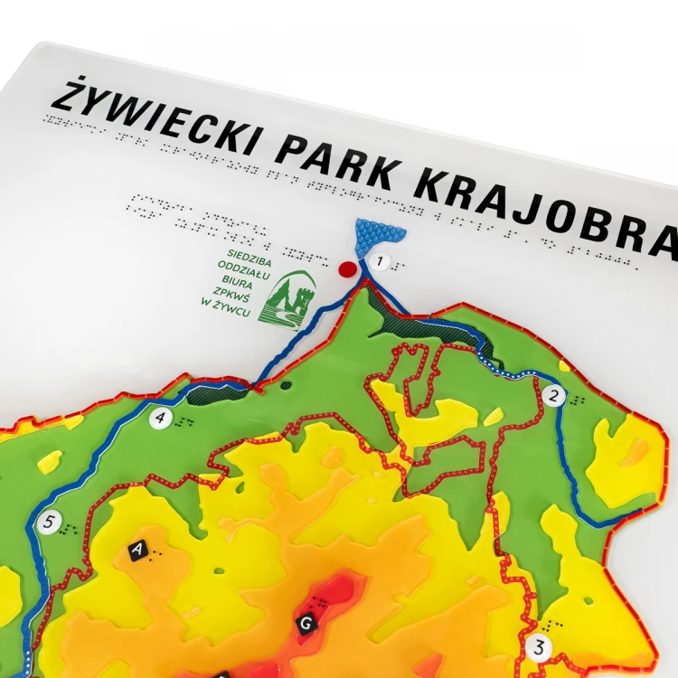 Mapa tyflograficzna parku krajobrazowego z pismem Braille'a - wym: 1100x700mm - TAB515