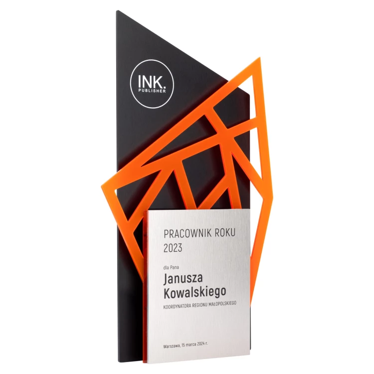 Statuetka biznesowa z logo firmy - Pracownik roku - wys. 25cm - DTA115