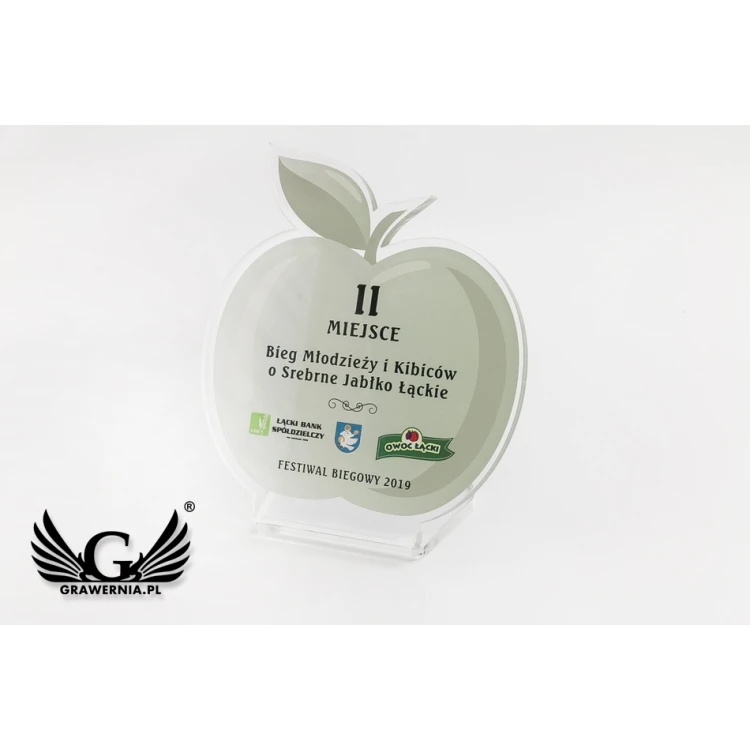 Statuetka z plexi - Jabłko - druk UV z dowolną treścią - model DTA60 - wys. 12cm