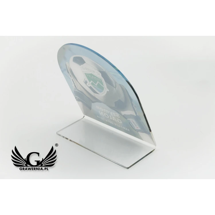 Statuetka z plexi - Piłka nożna - druk UV z dowolną grafiką - model DTA59 - wys. 14cm