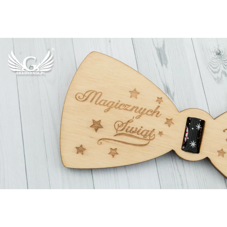 Świąteczna mucha grawerowana laserem - magicznych świąt - MDR040
