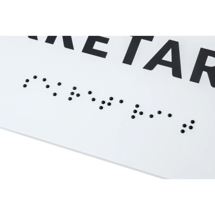 System tabliczek z pismem Braille'a dla szkół - wym. 200x80mm - PCW twarde - DECO WHITE - TAB415
