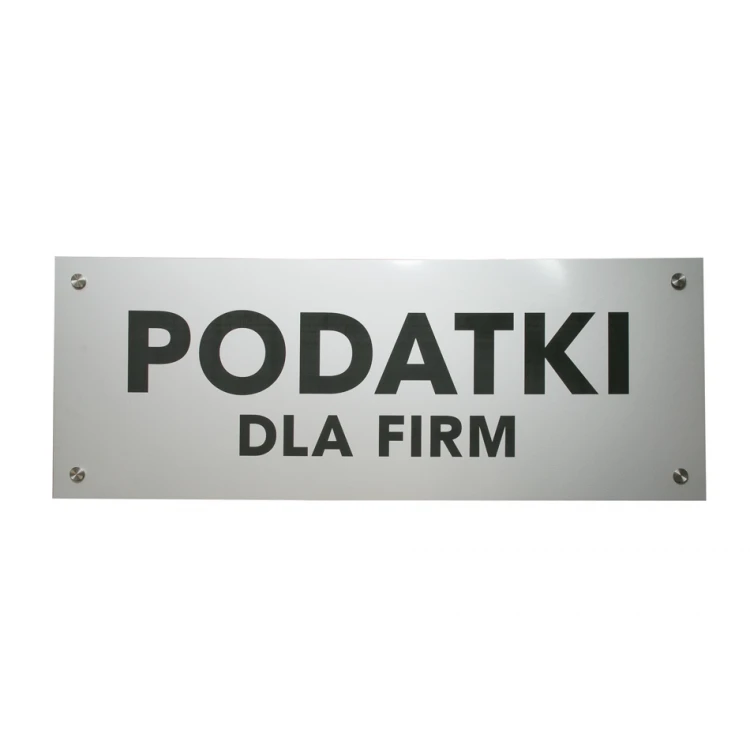 Szyld firmowy - srebrny zewnętrzny laminat grawerski - SZ111 - wym. 800x300mm