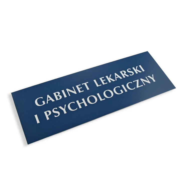 Szyldy dla przychodni lekarskiej z nazwami pomieszczeń, logotypem, numeracją - wymiary: 42x15cm