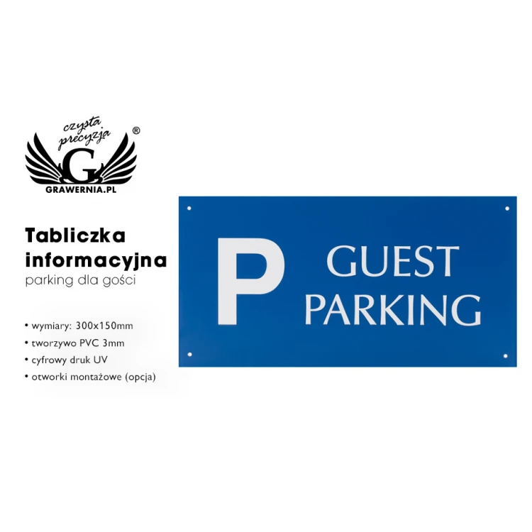 Tabliczka informacyjna parking dla gości - wym. 300x150mm - PVC - kolorowy druk UV - TAB065