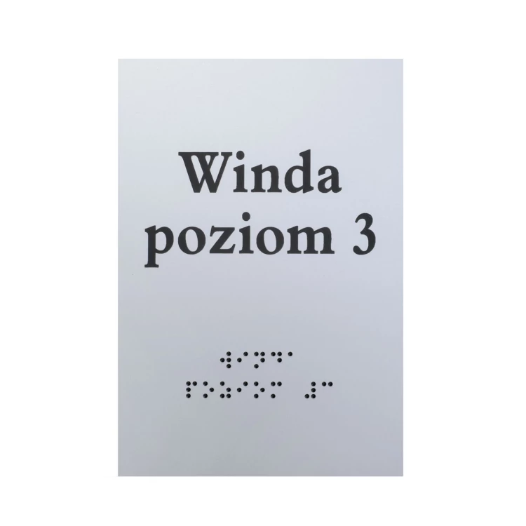 Tabliczka z pismem Braille'a - srebrny laminat grawerski 3mm - wym. 100x150mm - TAB547