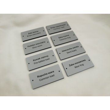 Tabliczki do terrariów i klatek z dowolnym grawerem - 10x5cm - grubość 4,6mm