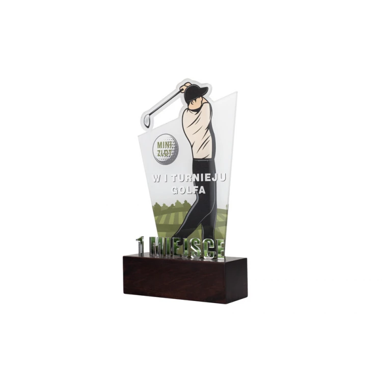 Trofeum akrylowe na drewnianym postumencie - Golf - wys. 22,5cm - DTA077