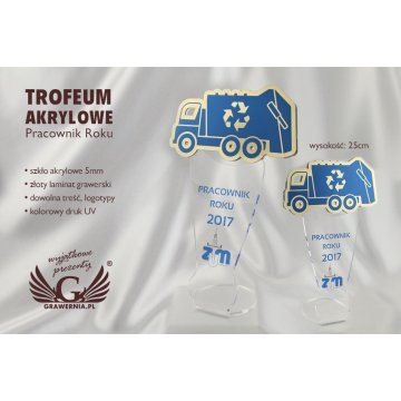 Trofeum akrylowe Pracownik Roku - model DTA44 - wysokość 25 cm