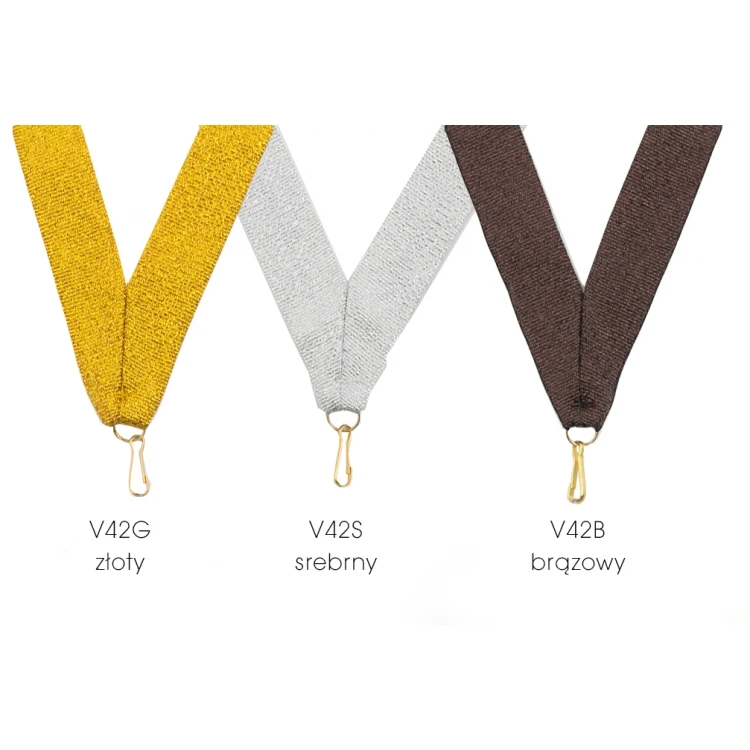 Wstążki do medali brokatowe z zapięciem na karabińczyk - szerokość 22mm - WS003