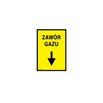 Zawór gazu - tabliczka lokalizacyjna dla gazociągu - wym. 140x200mm - PVC - kolorowy druk UV - BHP110